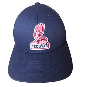 Tecovas Baseball hat Navy Red Embroidered Austin,TX Cowgirl. Leather adjustable